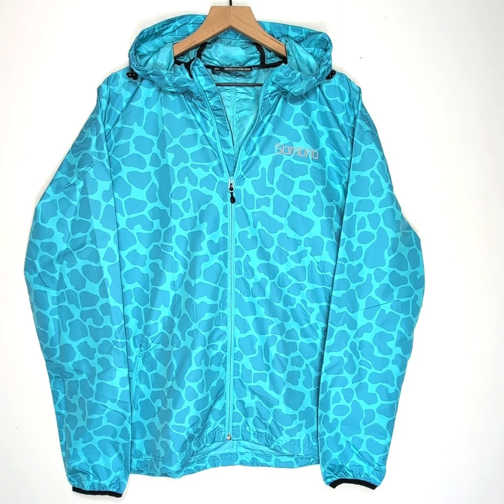 Sombrio Marimba Y2K Gorpcore Cycling Windbreaker Blue Hooded Jacket Womens XL